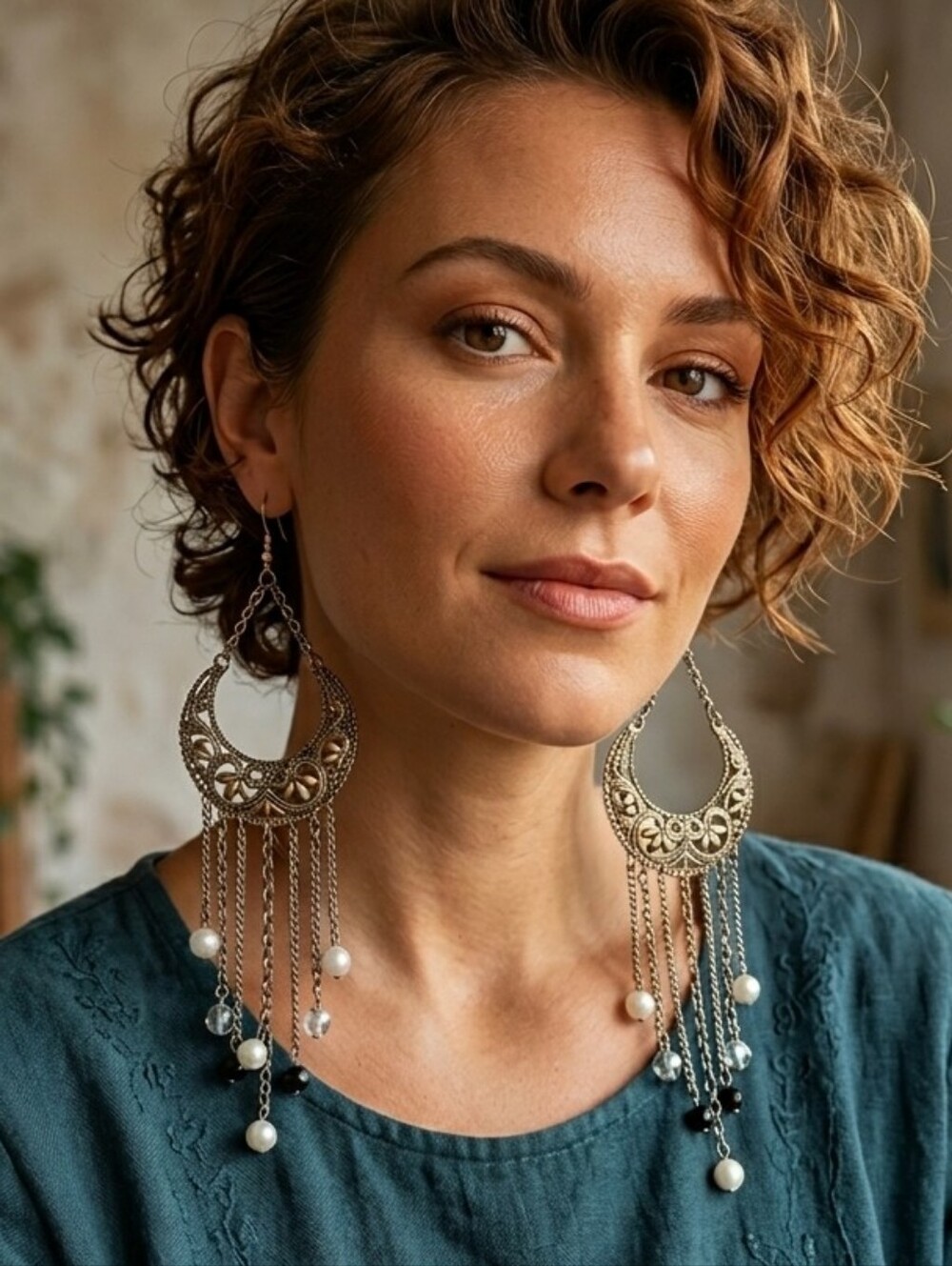 Vintage L.A Express Silver-Tone Chandelier Dangle Boho Style Earrings
